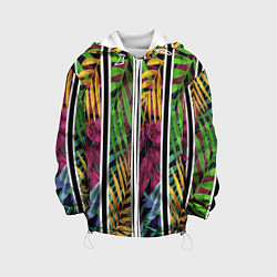 Куртка с капюшоном детская Пальмовые цветные полосы, цвет: 3D-белый
