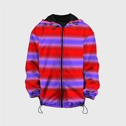 Куртка с капюшоном детская Striped pattern мягкие размытые полосы красные фио, цвет: 3D-черный