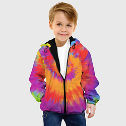 Куртка с капюшоном детская Тай дай в радуге, цвет: 3D-черный — фото 2