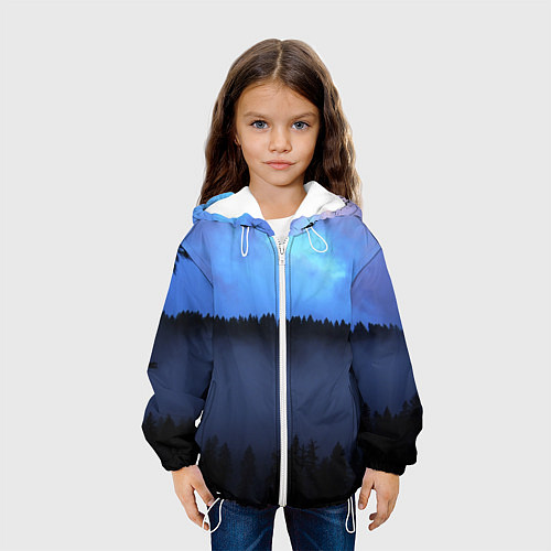 Детская куртка Неоновое небо над лесом / 3D-Белый – фото 3