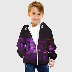 Куртка с капюшоном детская Неоновый ночной переход - Фиолетовый, цвет: 3D-белый — фото 2