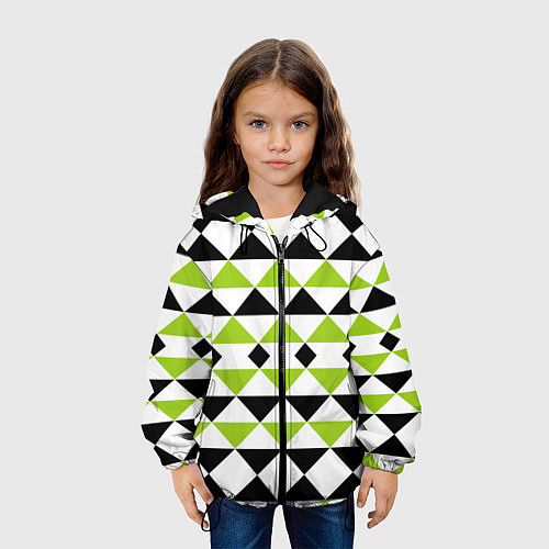 Детская куртка Geometric shapes triangles треугольники / 3D-Черный – фото 3
