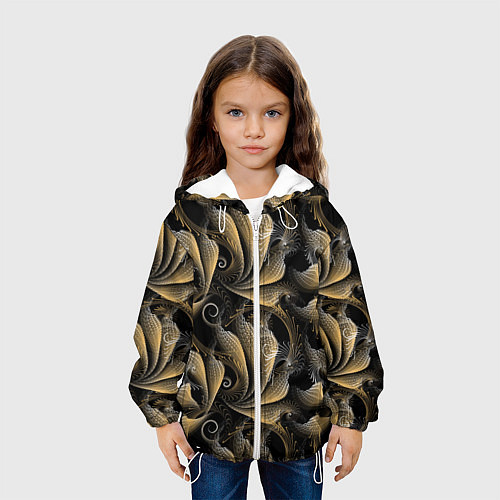 Детская куртка Золотистые абстрактные узоры / 3D-Белый – фото 3
