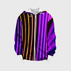 Куртка с капюшоном детская Неоновые линейные фонари - Фиолетовый, цвет: 3D-белый