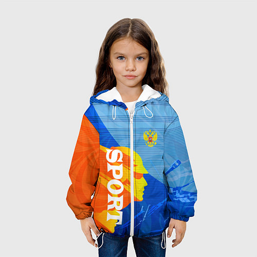 Детская куртка РОССИЯ - СПОРТ - ГЕРБ / 3D-Белый – фото 3