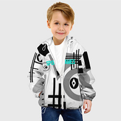Куртка с капюшоном детская SPORT GAMES черно-белый абстрактный узор, цвет: 3D-белый — фото 2