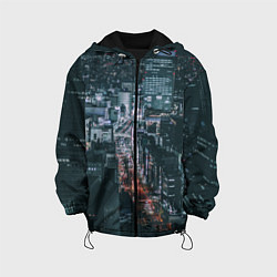 Куртка с капюшоном детская Ночные улицы города с высоты - Белый, цвет: 3D-черный