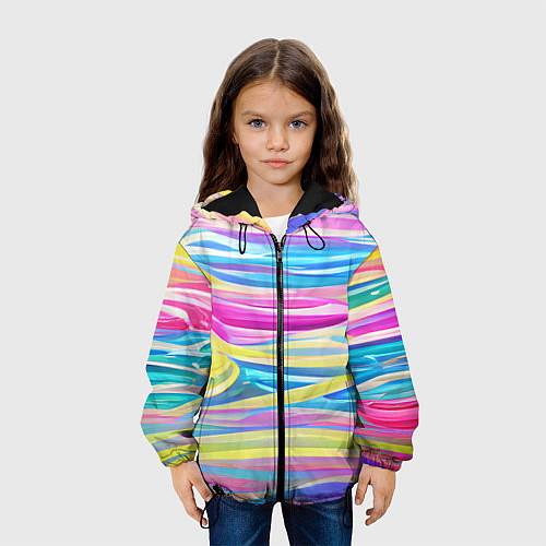 Детская куртка Многоцветные волны / 3D-Черный – фото 3