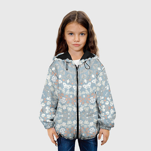 Детская куртка Коралловый и серо-голубой, мандала / 3D-Черный – фото 3