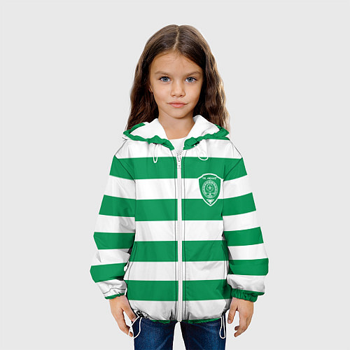 Детская куртка ФК Ахмат на фоне бело зеленой формы / 3D-Белый – фото 3