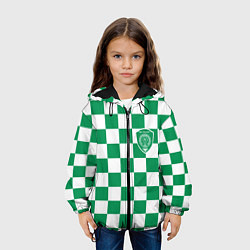 Куртка с капюшоном детская ФК Ахмат на фоне бело зеленой формы в квадрат, цвет: 3D-черный — фото 2