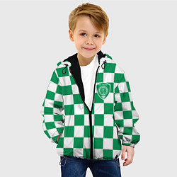 Куртка с капюшоном детская ФК Ахмат на фоне бело зеленой формы в квадрат, цвет: 3D-черный — фото 2