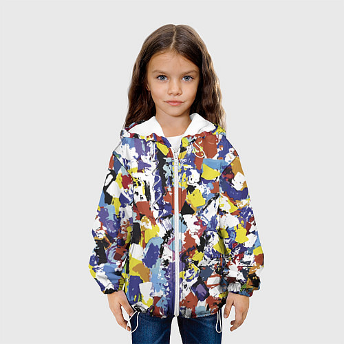 Детская куртка Смелые мазки яркой краски на холсте / 3D-Белый – фото 3