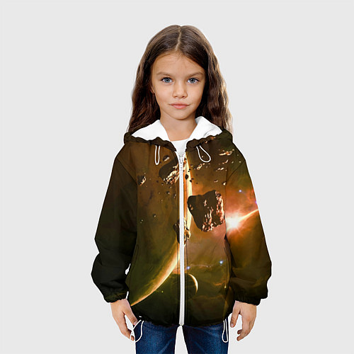 Детская куртка Две планеты в космическом пространстве / 3D-Белый – фото 3