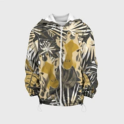 Куртка с капюшоном детская Жирафы в тропиках, цвет: 3D-белый