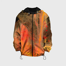 Куртка с капюшоном детская Абстрактное множество красок - Оранжевый, цвет: 3D-черный
