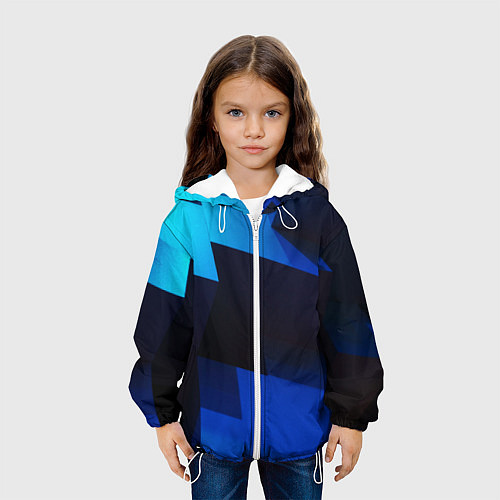 Детская куртка Абстрактные геометрические объёмные фигуры - Синий / 3D-Белый – фото 3