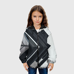Куртка с капюшоном детская Абстрактные геометрические линии - Белый, цвет: 3D-черный — фото 2