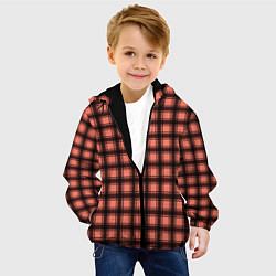 Куртка с капюшоном детская Оранжево-черный клетчатый узор, цвет: 3D-черный — фото 2