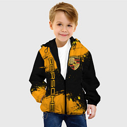 Куртка с капюшоном детская PORSCHE - ОРАНЖЕВЫЕ БРЫЗГИ, цвет: 3D-черный — фото 2