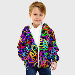 Куртка с капюшоном детская Неоновый беспорядок, цвет: 3D-белый — фото 2