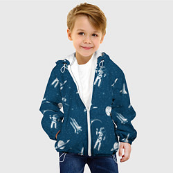 Куртка с капюшоном детская Текстура Космос, цвет: 3D-белый — фото 2