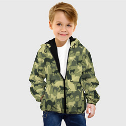 Куртка с капюшоном детская Кошачий камуфляж в зеленой гамме, цвет: 3D-черный — фото 2