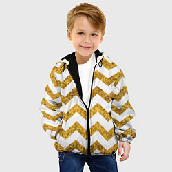Куртка с капюшоном детская Зигзаг паттерн - геометрия, цвет: 3D-черный — фото 2