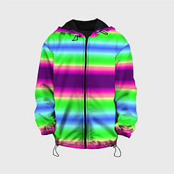 Куртка с капюшоном детская Яркие разноцветные размытые полосы, цвет: 3D-черный
