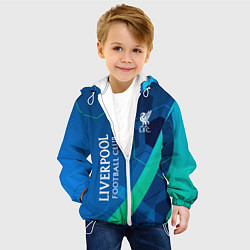 Куртка с капюшоном детская Ливерпуль Синяя абстракция, цвет: 3D-белый — фото 2