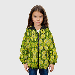 Куртка с капюшоном детская Зеленые узоры: волны абстракции, цвет: 3D-черный — фото 2