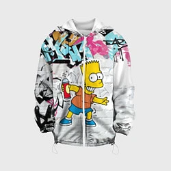 Куртка с капюшоном детская Барт Симпсон на фоне стены с граффити, цвет: 3D-белый