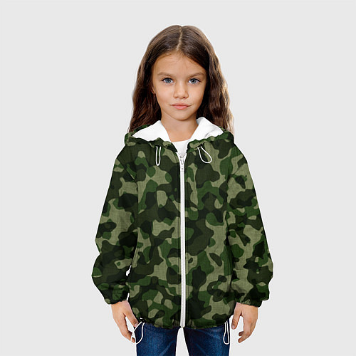 Детская куртка Камуфляж зелёного цвета / 3D-Белый – фото 3