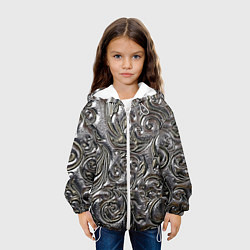 Куртка с капюшоном детская Растительный орнамент - чеканка по серебру, цвет: 3D-белый — фото 2