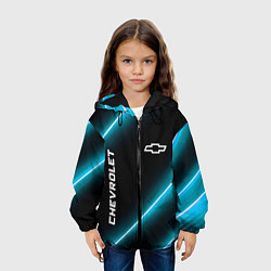 Куртка с капюшоном детская Chevrolet неоновые лампы, цвет: 3D-черный — фото 2