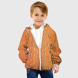 Куртка с капюшоном детская Пазлы - паттерн, цвет: 3D-белый — фото 2