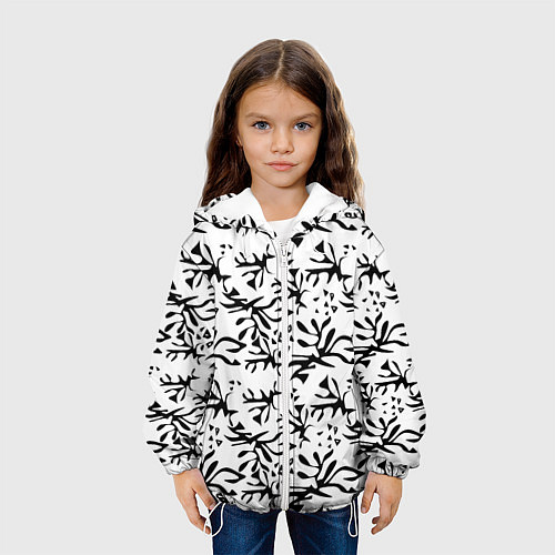 Детская куртка Черно белый абстрактный модный узор / 3D-Белый – фото 3