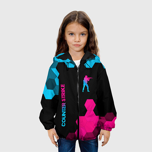 Детская куртка Counter Strike - neon gradient: символ и надпись в / 3D-Черный – фото 3