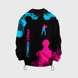 Детская куртка Counter Strike - neon gradient: символ и надпись в