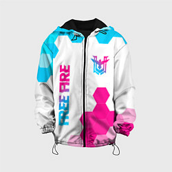 Куртка с капюшоном детская Free Fire neon gradient style: символ и надпись ве, цвет: 3D-черный