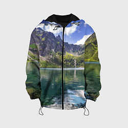 Куртка с капюшоном детская Прозрачное горное озеро, цвет: 3D-черный