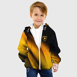 Куртка с капюшоном детская Ламборгини - желтая абстракция, цвет: 3D-белый — фото 2