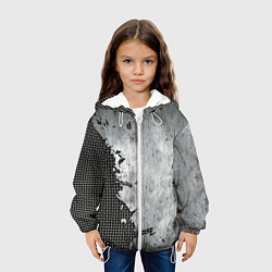 Куртка с капюшоном детская Рваный металл на сетке, цвет: 3D-белый — фото 2