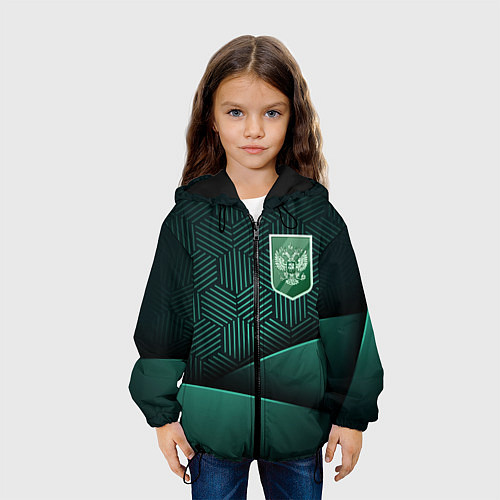 Детская куртка Зеленый герб России / 3D-Черный – фото 3