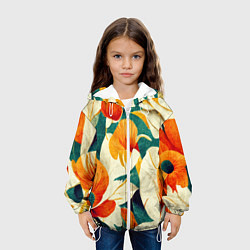 Куртка с капюшоном детская Винтажный цветочный рисунок, цвет: 3D-белый — фото 2