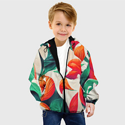 Куртка с капюшоном детская Элегантный цветочный орнамент, цвет: 3D-черный — фото 2