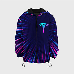 Куртка с капюшоном детская Tesla neon speed lines, цвет: 3D-черный