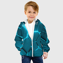 Куртка с капюшоном детская Ледяные неоновые геометрические плиты, цвет: 3D-белый — фото 2
