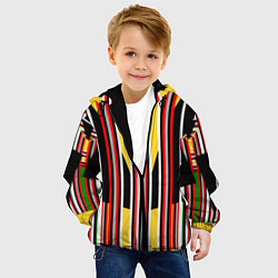 Куртка с капюшоном детская Геометрические цветные фигуры полосы geometry, цвет: 3D-черный — фото 2