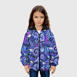 Куртка с капюшоном детская Color patterns of flowers, цвет: 3D-черный — фото 2